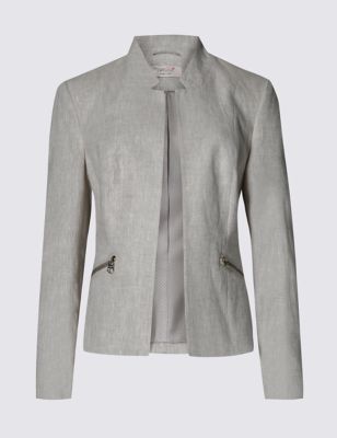 Long sleeve Zip Linen Jacket